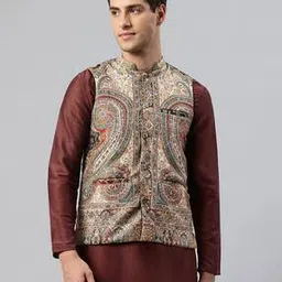 swi stylish Men Printed Tailored Fit Nehru Jacket-picture-51