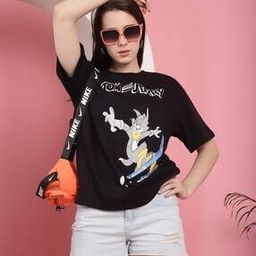tromko Women Tom & Jerry Print Regular Fit Crew-Neck T-Shirt-picture-33