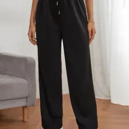 flynoff Women Straight Track Pants with Elasticated Drawstring Waist image 1