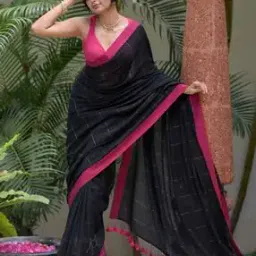 suta Women Cotton Slub Checked Saree-picture-39