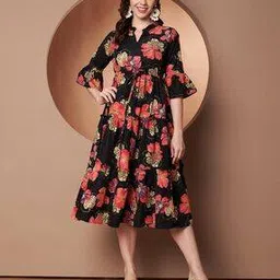 otabu Women Floral Print Fit & Flare Dress-picture-12
