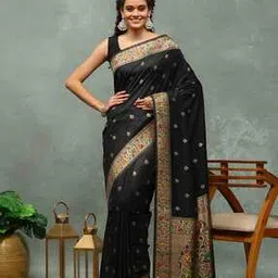 mbz.in by meena bazaar Women Floral Woven Saree with Tassels-picture-17