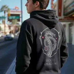 bewakoof Men's House of the Dragon House Of Graphic Printed Oversized Hoodies-picture-14