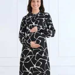 momtobe Women Printed A-Line Dress image 1