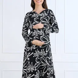 momtobe Women Floral Print A-Line Dress image 1