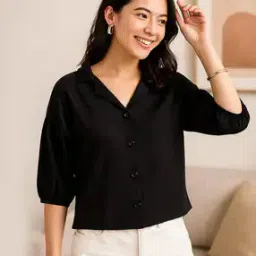 Women Regular Fit Shirt with Cuban Collar-image-11