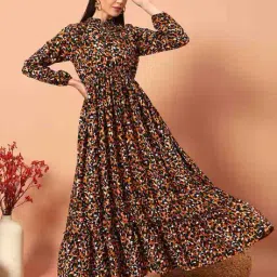 zwerlon x ag Women Animal Print Fit & Flare Dress with Tie-Up image 1