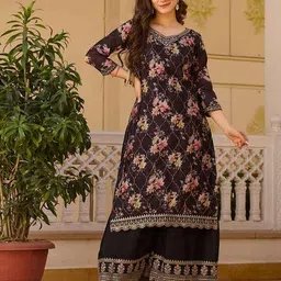 canibani Women Floral Print Straight Kurta Set image 1