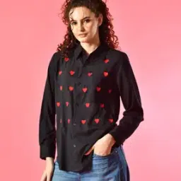 myrung Women Embroidered Heart Relaxed Fit Shirt-picture-22