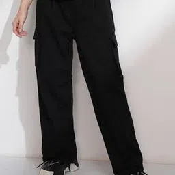 tokyo talkies Women Straight Fit Cargo Pants with Elasticated Waist -picture-15