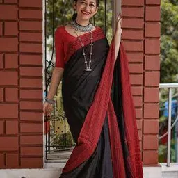 indie picks Elegant Pure Chanderi Cotton Saree With Blouse Piece -picture-42