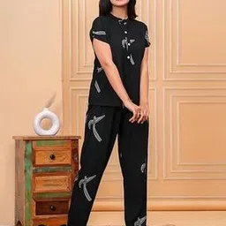 acai Women Printed Mandarin Collar Tunic & Pyjamas Set-picture-13
