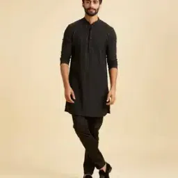 manyavar Men Striped Regular Fit Long Kurta-picture-39