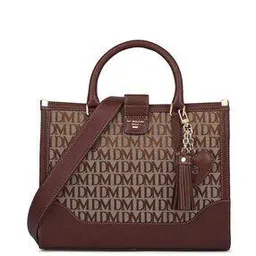 da milano Women Typographic Print Tote Bag with Heart Tassel Charm-picture-27