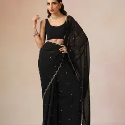 truebrowns Women Embroidered Saree with Scalloped Border-picture-11