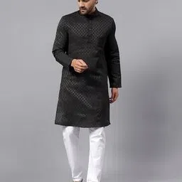 latest chikan Men Checked Regular Fit Long Kurta-picture-26