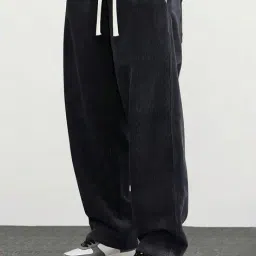 visit wear Men Ribbed Relaxed Fit Pants image 1