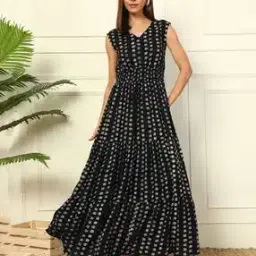 jash creation Women Sleeveless V-Neck Fit and Flare Dress-picture-32