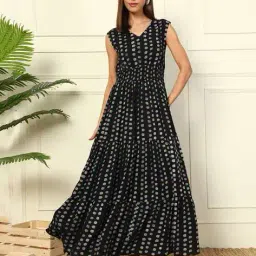 jash creation Women Sleeveless V-Neck Fit and Flare Dress image 1