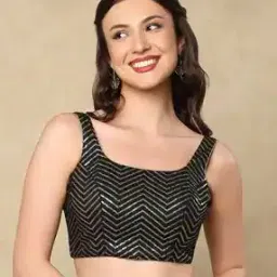 salwar studio Women Chevron Pattern Square-Neck Blouse-picture-29