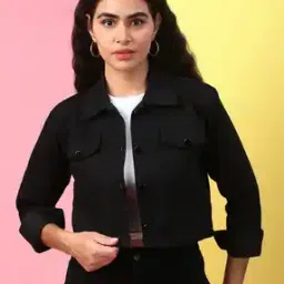 kaali peeli Women Fitted Denim Jacket with Flap pockets-picture-15