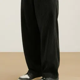 buda jeans co Men Ribbed Relaxed Fit Pleated Pants image 1