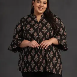 extra love by libas Women Floral Straight Kurta with Mandarin Collar image 1