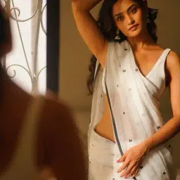 indie picks Pure Kalmakari Print Linen Cotton Saree  image 1