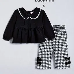 hopscotch Girls Houndstooth Print Pants & Top Set-picture-48