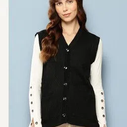 Women V-Neck Cardigan with Button Closure-image-5