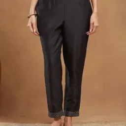 Women Embroidered Pants with Elasticated Waist-image-19