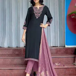 mittoo Women Embroidered Straight Kurta Suit Set  image 1