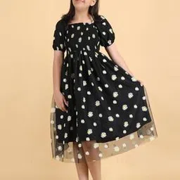 xqsee Girls Floral Print Square-Neck Fit & Flare Dress-picture-14
