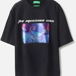 united colors of benetton Boys Graphic Print Boxy Fit Round-Neck T-Shirt-picture-14