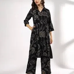 siyahi Women Floral Print A-Line Kurta with Palazzos-picture-28