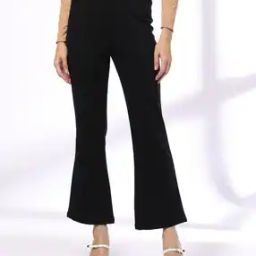 fig Women Flared Flat-Front Trousers-picture-0