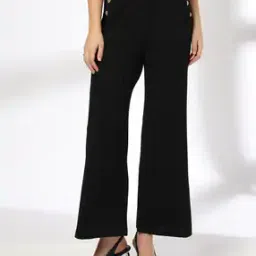 Women Button Detail Wide-Leg Trousers-image-48
