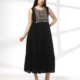 fusion Women Embroidered Yoke Fit & Flare Dress-picture-23