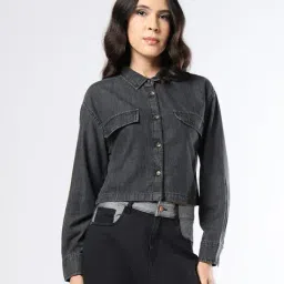 buda jeans co Washed Regular Fit Shirt with Flap Pockets image 1