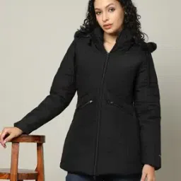 fort collins Women Regular Fit Zip-Front Bomber Jacket with Detachable Hood-picture-23