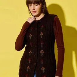 Women Woolen Sleeveless Cardigan-image-19