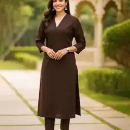 bitterlime Women V-Neck Straight Kurta Set-picture-51