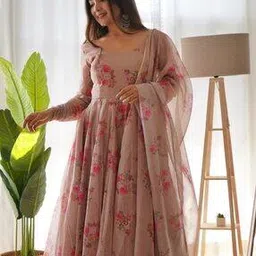 nyrika Women Floral Print Anarkali Kurta Set-picture-22