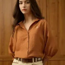 u.s. polo assn. Women Regular Fit Shirt with Spread Collar-picture-32