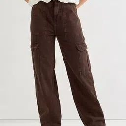 bewakoof  Women Straight Fit Acid Wash Cargo Jeans-picture-47