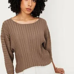 max Women Knit Striped Blouse-picture-35