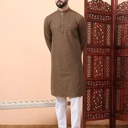 latest chikan Men Striped Regular Fit Long Kurta-picture-44