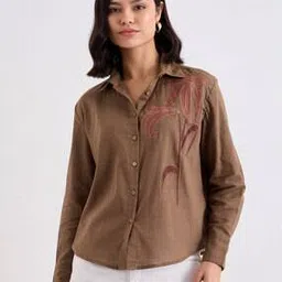 styli Women Spread Collar Embroidery Shirt-picture-12