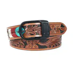celtic Men Floral Embossed Genuine Leather Belt -picture-43
