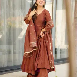 nyrika Women Embroidered Anarkali Kurta Suit Set image 1
